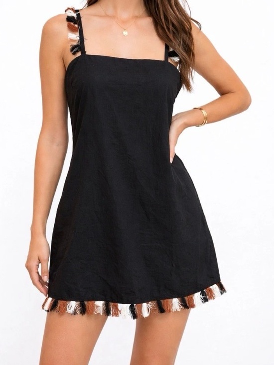 Anthropologie Dresses & Skirts - Anthropologie The Hartley Shift Mini Dress black fringe | color: black | size: S